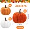 18 Pcs Fall Artificial Velvet Pumpkins Fake Fabric Pumpkin Faux Foam Pumpkins Orange Yellow White Artificial Pumpkin Decorations